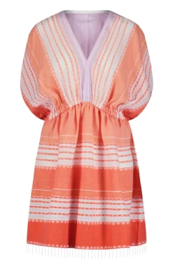 Eshal Plunge Mini Dress -Beachwear Threads HSW2330 Apparel Dress Tangerine Laydown