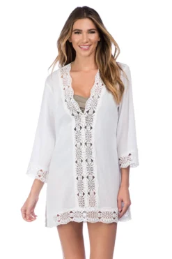 Crochet Lace Trim V-Neck Tunic