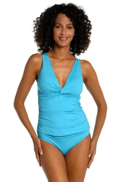 Twist Front Over The Shoulder Tankini Top
