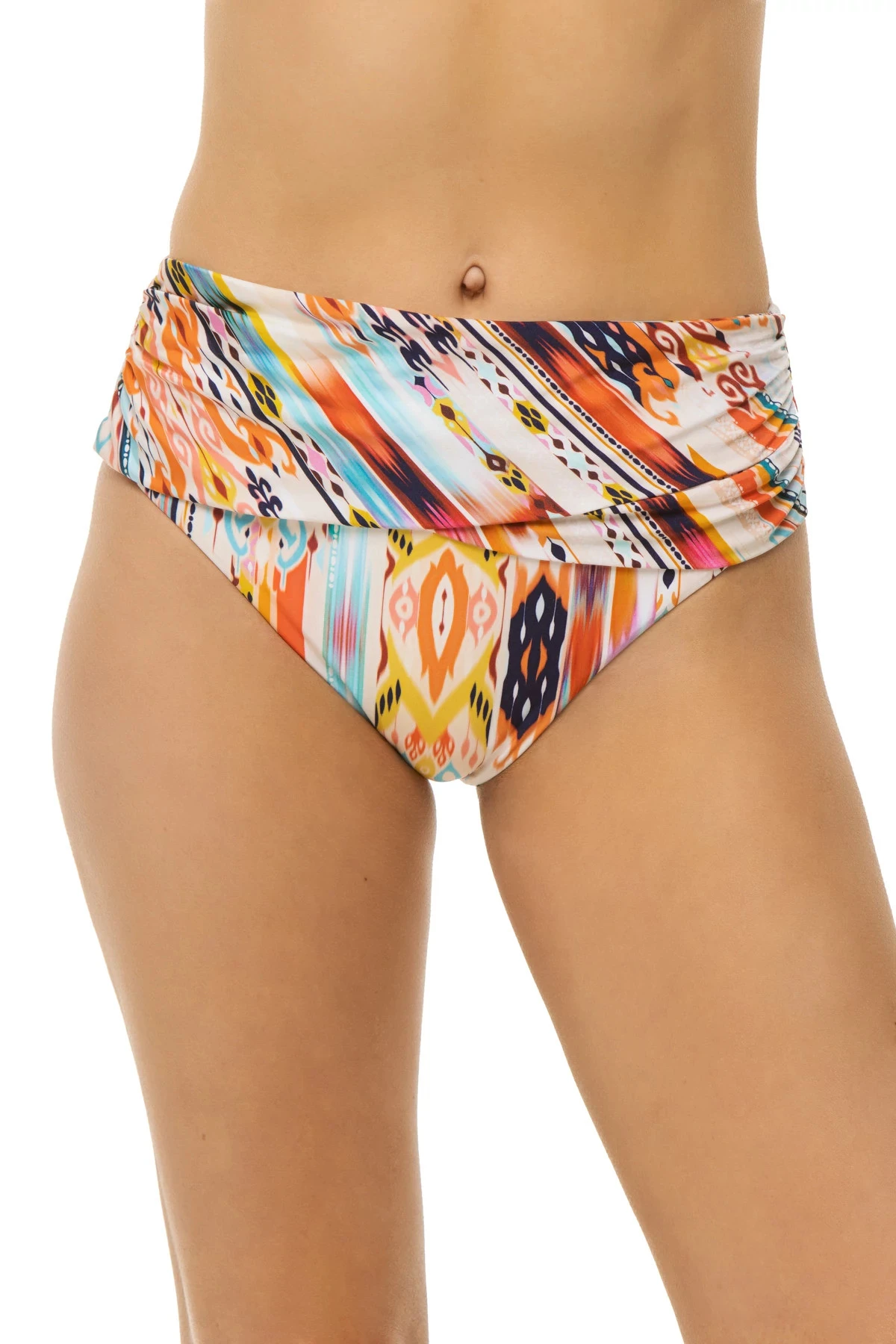 Desert Dream Shirred Sash Front High Waist Bikini Bottom 1 Desert Dream Shirred Sash Front High Waist Bikini Bottom