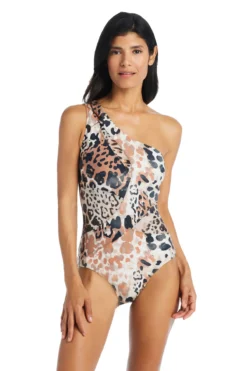 Mesh Asymmetrical One Piece Swimsuit