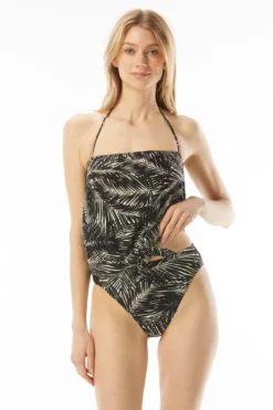 MICHAEL Michael Kors Sonoran Palm Tie Front Tankini Top