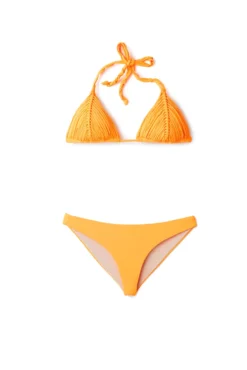 Textured Sliding Triangle Bikini Top -Beachwear Threads ORC 111R Bikini Top Orange Crush Laydown