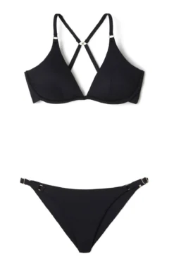 Parker Textured Tab Side Brazilian Bikini Bottom -Beachwear Threads PARKER T Bikini Bottom Jet Pique Laydown