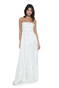 Metallic Strapless Maxi Dress