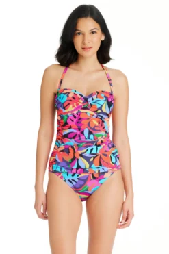 Bold Rush Molded Bandeau Tankini Top -Beachwear Threads RBBR24467 Tankini Top Multi Front1