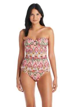 Shirred Bandeau Tankini Top
