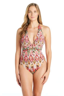 Plunge Halter One Piece Swimsuit