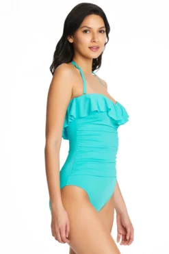 Ruffle Bandeau One Piece Swimsuit -Beachwear Threads RBKK22213 One Piece Swimsuit Wave runner Side