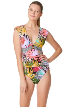 Cap Sleeve Over The Shoulder One Piece Swimsuit
