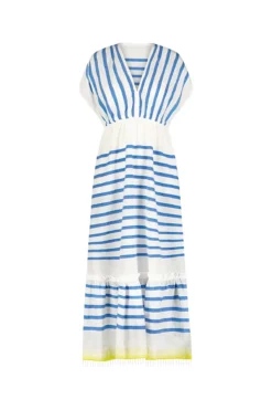 Hirut Plunge Maxi Dress -Beachwear Threads RW2349C1 Apparel Dress Blue Laydown