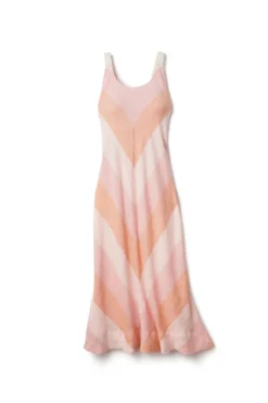 Chevron Maxi Dress -Beachwear Threads S23K 230601 Apparel Dress Pink Peach Laydown