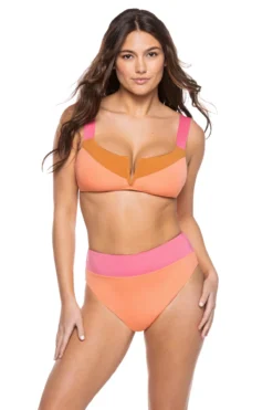 Sanctuary Color Block V-Wire Bralette Bikini Top