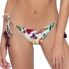Floral Embroidered Tie Side Brazilian Bikini Bottom