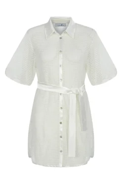 Camila Mini Dress -Beachwear Threads SHORT SHEER W BELT Apparel Dress Snow White Laydown