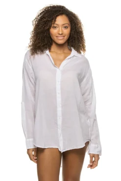 Work Play Oversized Shirt Dress -Beachwear Threads SP23 20 396A18 Apparel Top White Front