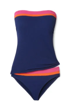 Tommy Bahama Colorblock Bandini Molded Bandeau Tankini Top 7 Tommy Bahama Colorblock Bandini Molded Bandeau Tankini Top -Beachwear Threads SS100238 Tankini Top Passion Pink Laydown