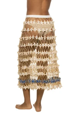 Star Crochet Midi Skirt -Beachwear Threads SS23CS19 Apparel Bottom Snow White Back