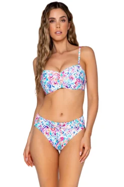 Iconic Twist Underwire Bandeau Bikini Top (D+ Cup) -Beachwear Threads SST MULTI IPAN Tops Front2 99064