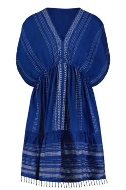 Inku Plunge Mini Dress -Beachwear Threads SW2324 Apparel Dress Blue Laydown