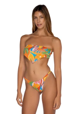 Evelyn Bandeau Bikini Top -Beachwear Threads U988TBRITR Bikini Top Bright Tropics Front3