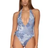 Sunburst Plunge Halter One Piece Swimsuit